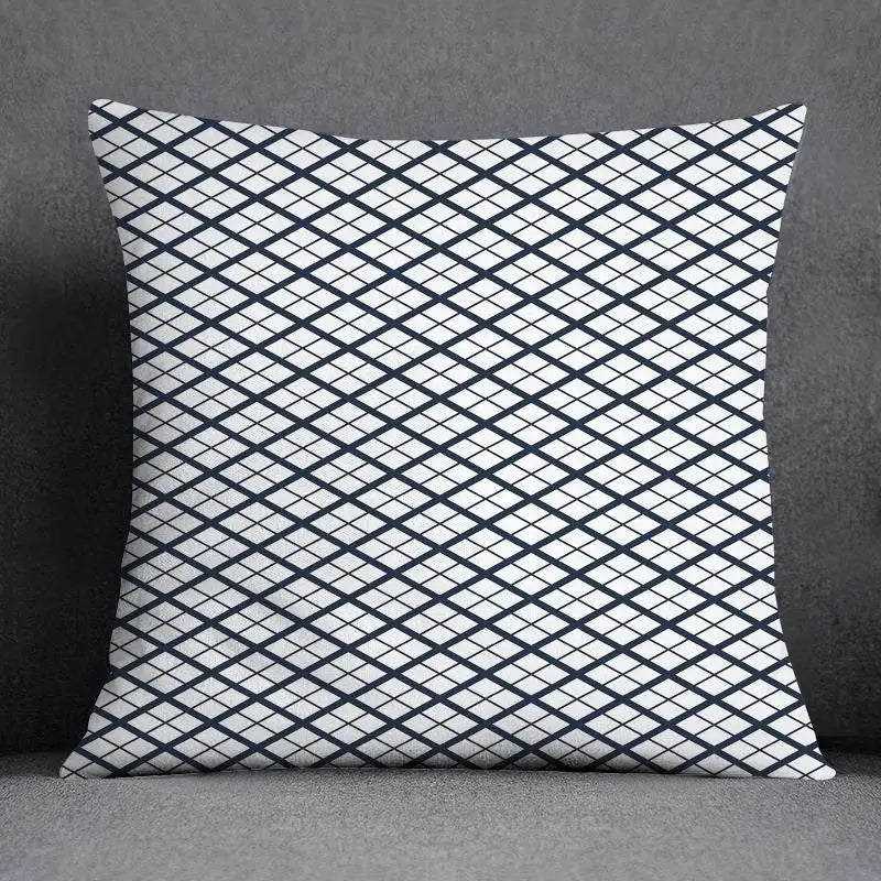 DecorBites™ Blue Geometric Floral Design Pillowcase - Modern Home Decor Cushion Cover