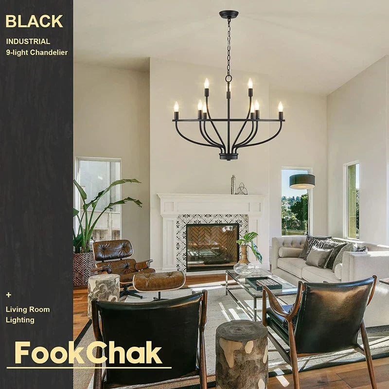 DecorBites™ Iron Art Retro Chandelier Light, American Farmhouse Industrial Pendant Lamp