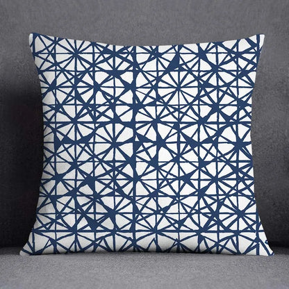 DecorBites™ Blue Geometric Floral Design Pillowcase - Modern Home Decor Cushion Cover