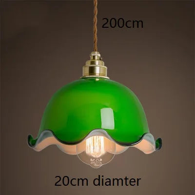 ™ Green Glass LED Pendant Light for Home, Restaurant, Bar, and Loft Style Decor.
