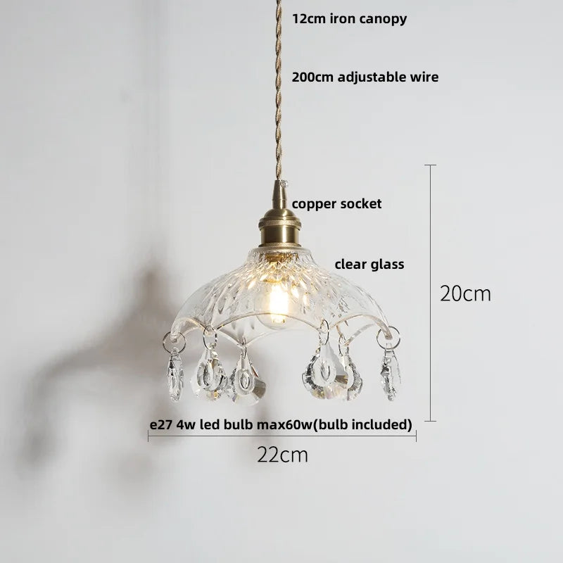 DecorBites™ Clear Glass Copper LED Pendant Lamp for Home Decor and Lighting
