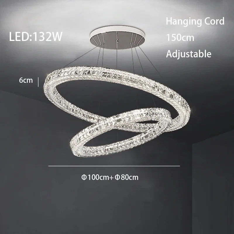 DecorBites™ Crystal LED Chandelier: Modern Luxury Chrome Steel & Clear K9 Crystal Lighting
