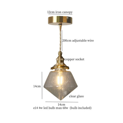DecorBites™ Brass Amber Glass LED Pendant Light for Restaurant Bedside Kitchen Loft Bar