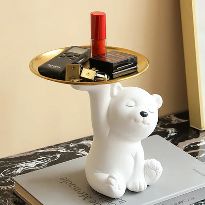 DecorBites™ Bear Figurine Resin Sculpture Home Decor Storage Box Living Room Ornaments