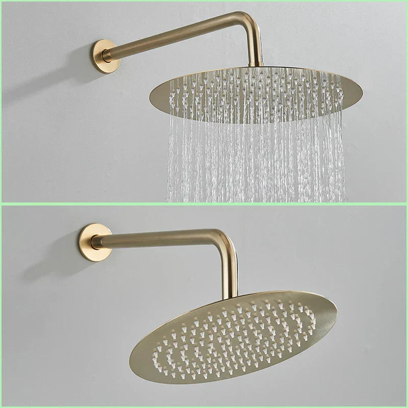DecorBites™ Brushed Gold Shower Faucet Set Wall Mount Rainfall Shower System