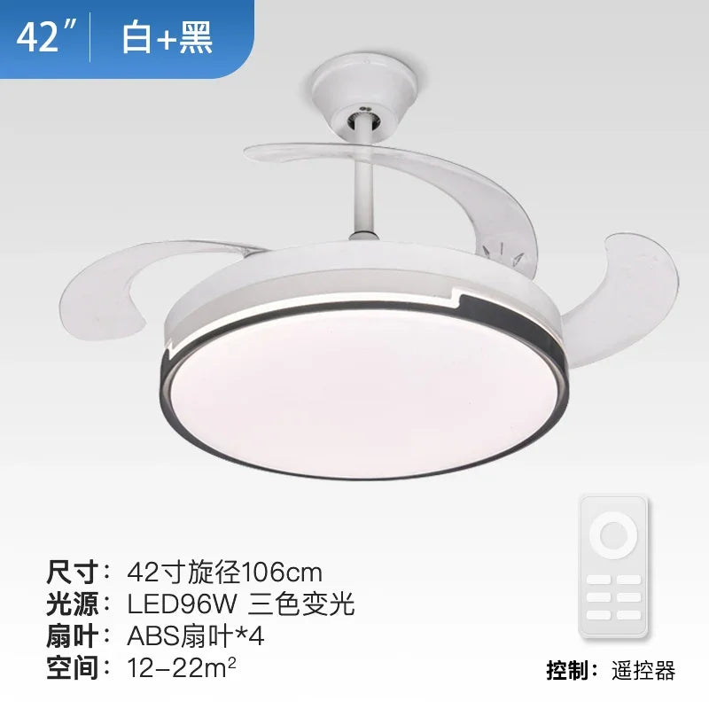 DecorBites™ Luminous LED Fandelier Fan Invisible Ceiling Retractable Blades Remote Control