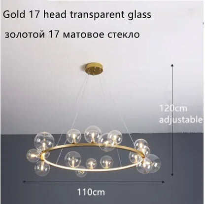 DecorBites™ Glass Ball LED Chandelier: Modern Nordic Style for Living, Dining, Kitchen, Study