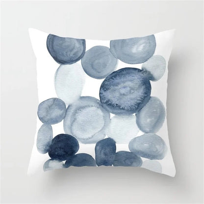 DecorBites™ Blue Ink Flower Cushion Cover Set - Nordic Style Sofa Pillowcase Trio for Home Decoration