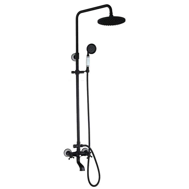 DecorBites™ 8" Black Rain Shower Head Set with Hand Spray and Mixer Faucet