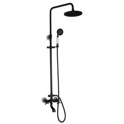 DecorBites™ 8" Black Rain Shower Head Set with Hand Spray and Mixer Faucet