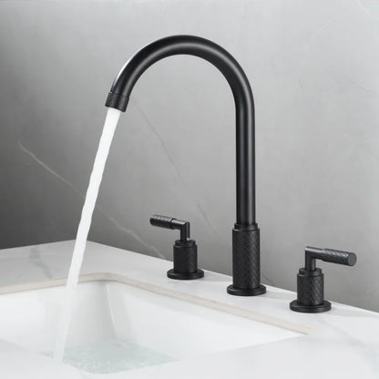 DecorBites™ Black Brass Basin Faucet with Waterfall Effect and 3-Hole Design