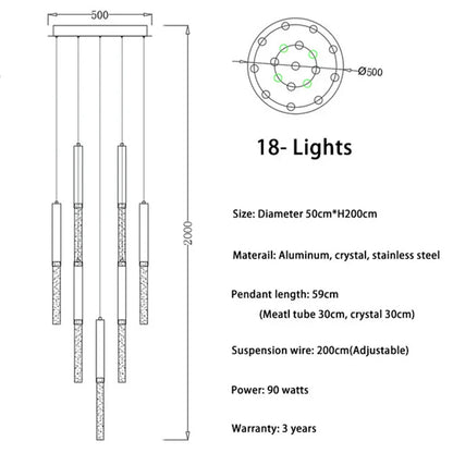 DecorBites™ Crystal LED Chandelier: Modern Nordic Minimalist Indoor Light Fixture for Living Room