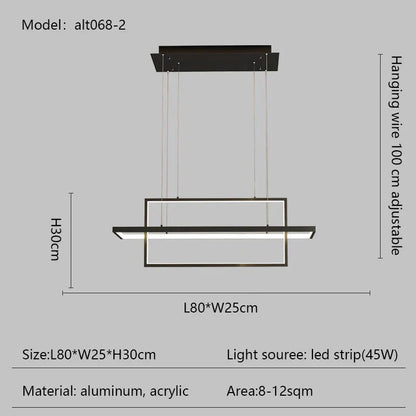 DecorBites™ LED Rectangle Pendant Lights for Dining Room and Kitchen