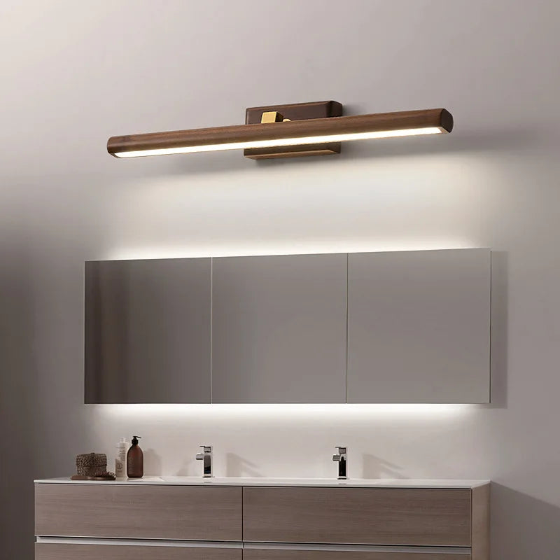 DecorBites™ Black Walnut Mirror Lamp Wall Light with Led, Scandinavian Design