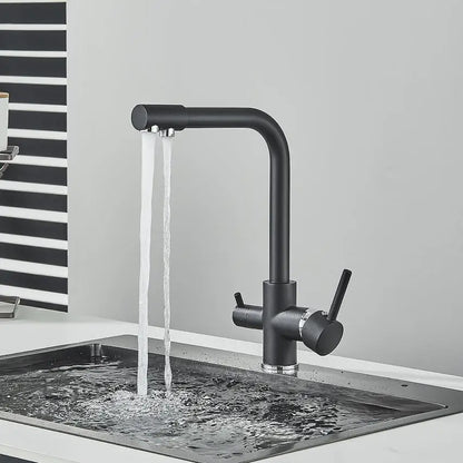 DecorBites™ Black Kitchen Faucet with Rotatable Water Purification Feature