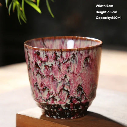 DecorBites™ Japanese Kiln Transformation Ceramic Tea Cup Espresso Coffee Mug Pottery Kung Fu Teacup