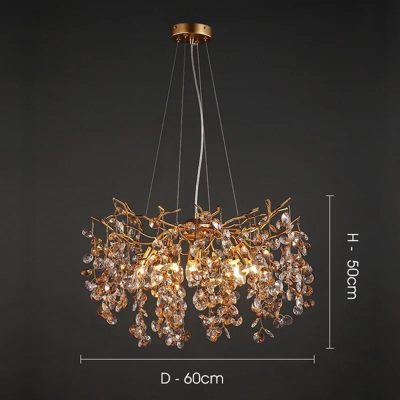 DecorBites™ Crystal LED Chandelier 60/80/100 cm Golden Luxury Lamp for Dining & Living Room