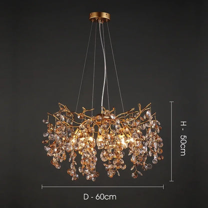 DecorBites™ Crystal LED Chandelier 60/80/100 cm Golden Luxury Lamp for Dining & Living Room