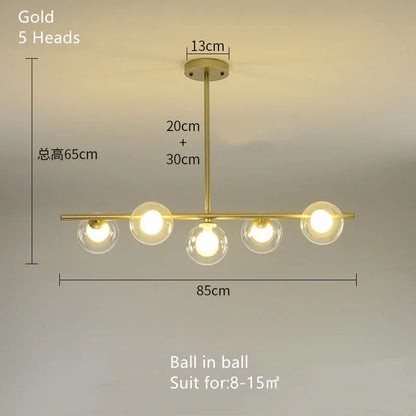 DecorBites™ Glass Ball Pendant Chandeliers LED Hanging Lights for Home Decor