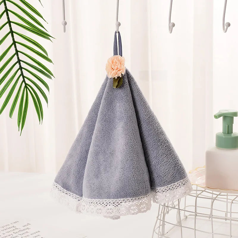 DecorBites™ Lace Dress Baby Hand Towel: Soft, Absorbent, and Cute for Kitchen & Bathroom