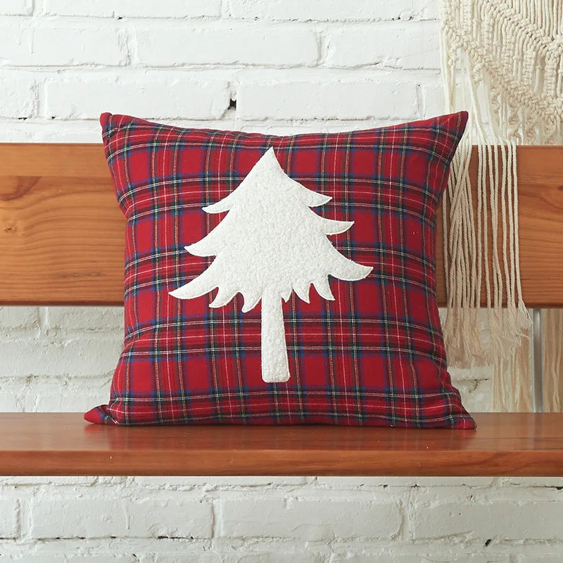 DecorBites™ Christmas Cartoon Letter Embroidered Pillow Cover Festive Sofa Cushion