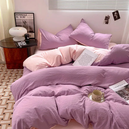 DecorBites™ Cotton Bedding Set: Soft Duvet Sheets, Pillowcases, Comforter Set - All Seasons Comfort