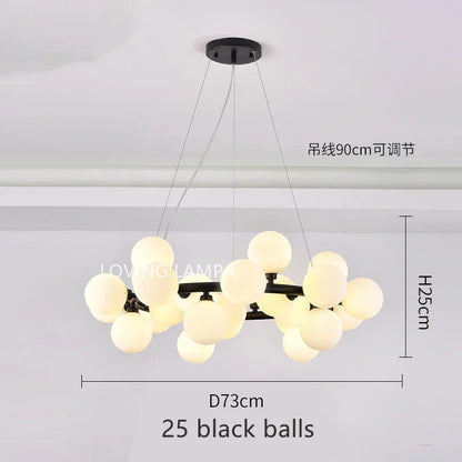 DecorBites™ Glass Ball LED Chandelier Pendant Lamp, Modern Round Design for Home Decor Lighting