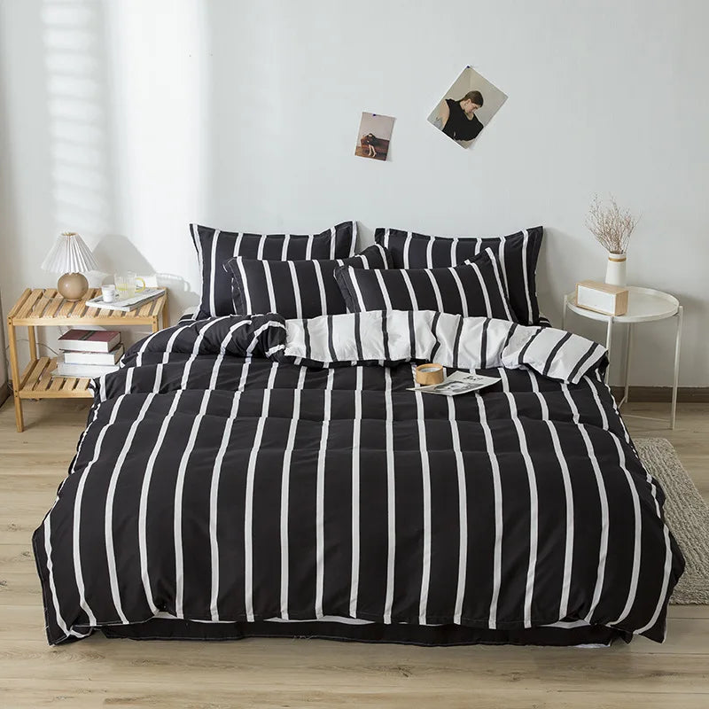 DecorBites™ Cartoon Printed Bedding Set: Soft Cozy Duvet Cover, Bedsheet, Pillowcase, Single Double Bedclothes