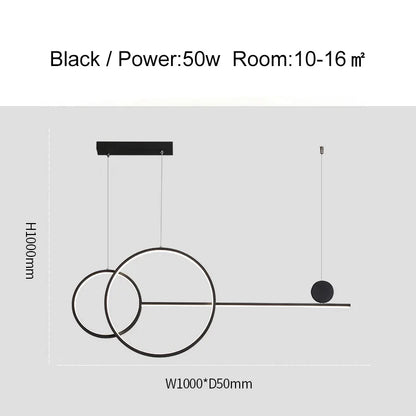 DecorBites™ Linear Ring Chandelier | LED Kitchen Island Dining Room Lighting Fixtures