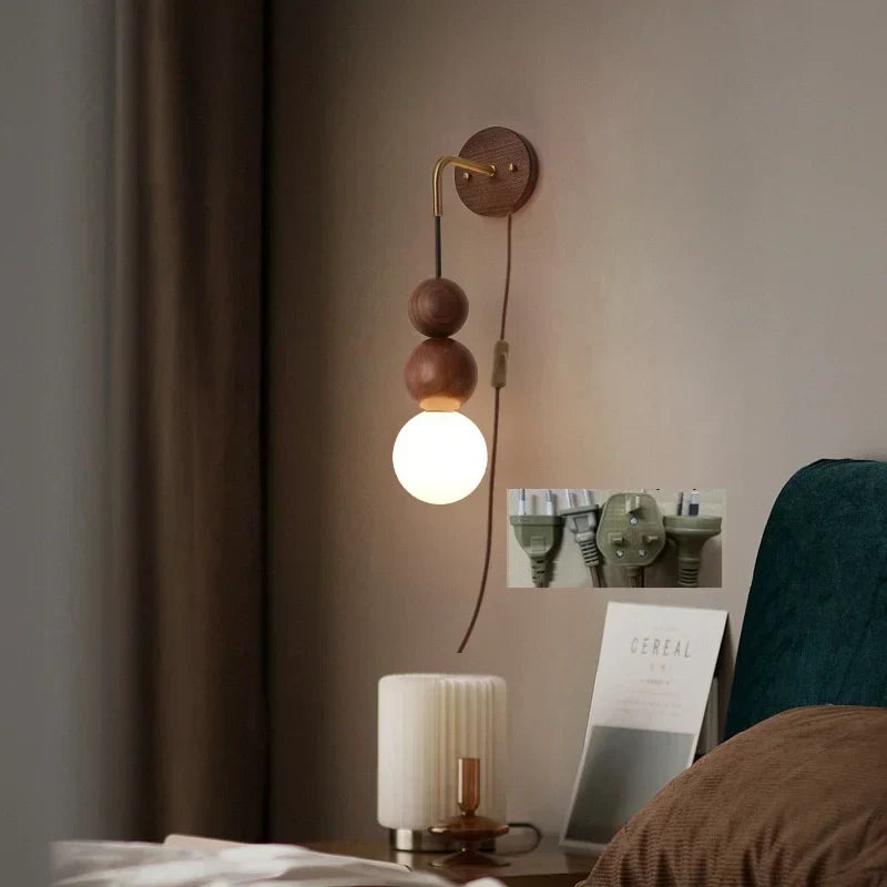 DecorBites™ Glass and Wood Adjustable Wall Light for Living Room and Bedroom