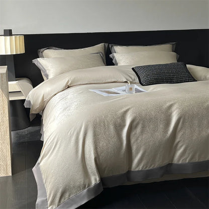 DecorBites™ Jacquard Bedding Set - Lyocell Cotton Bed Linens, Sheet, Pillowcase, Quilt Cover