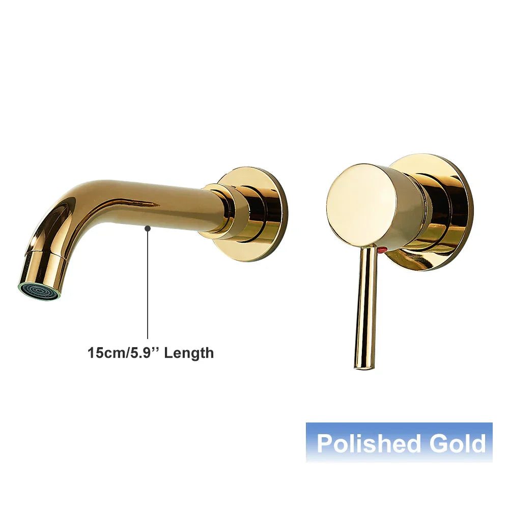 DecorBites™ Black Wall Mounted Basin Faucet with Single Handle Hot Cold Water Mixer Tap