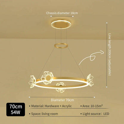 DecorBites™ Gold Butterfly LED Round Ceiling Chandelier for Living Room and Bedroom