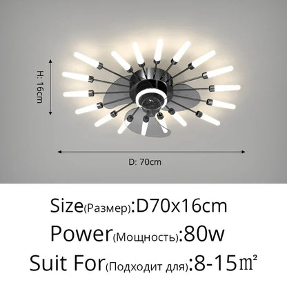 DecorBites™ 2023 Modern Chandelier Ceiling Fan Lights for Living Room Bedroom Upscale Decor