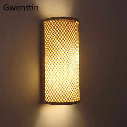DecorBites™ Bamboo Wall Lights Sconces LED Fixtures for Bedroom Bathroom Stairs Luminarias