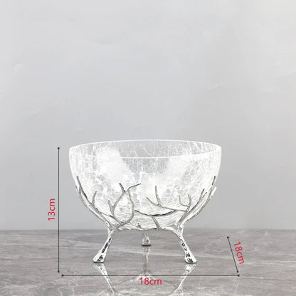 DecorBites™ Golden Branches Glass Bowl Set for Home Kitchen Desserts and Snacks