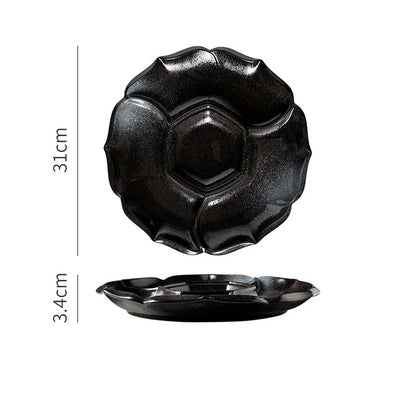 DecorBites™ Ceramic 4-Grid Dinner Plate - Retro Tableware for Fruits, Snacks, and Desserts