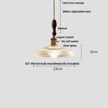 DecorBites™ Cullet Glass LED Pendant Lamp with Walnut Copper Design for Living and Dining Room