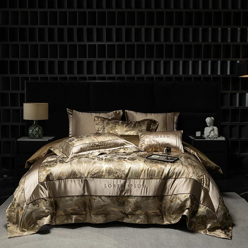™ Luxe Brocade Jacquard Bedding Set with Egyptian Cotton & Embroidery