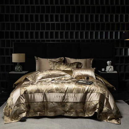 ™ Luxe Brocade Jacquard Bedding Set with Egyptian Cotton & Embroidery