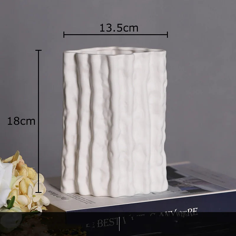 DecorBites™ Glacial Ceramic Vase: Hydroponic Flower Pots, Desk Decoration, Room Aesthetic Decor
