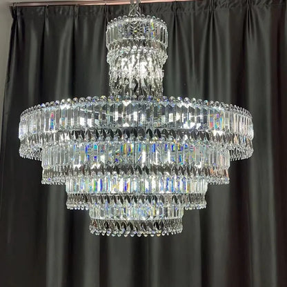 ™ Large Crystal Chandelier Chrome Hanging Lamp for Dining Room Decor