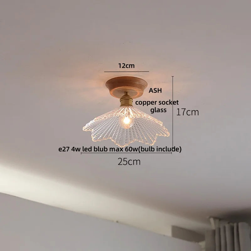 DecorBites™ Lotus Glass LED Ceiling Light with Copper Base - Modern Nordic Design
