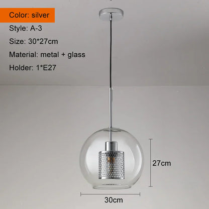 DecorBites™ Ball Glass Pendant Light Modern Kitchen Dining Living Room Fixture