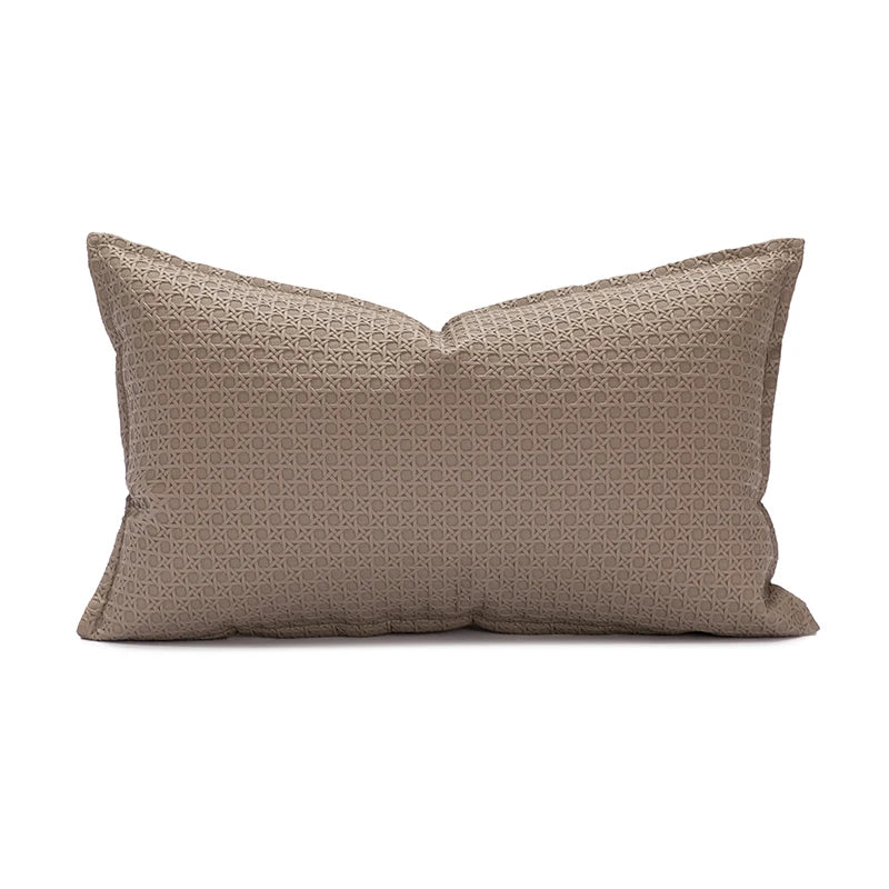 DecorBites™ Brown Beige Faux Leather Cushion Cover 45x45cm for Home Sofa Living Room