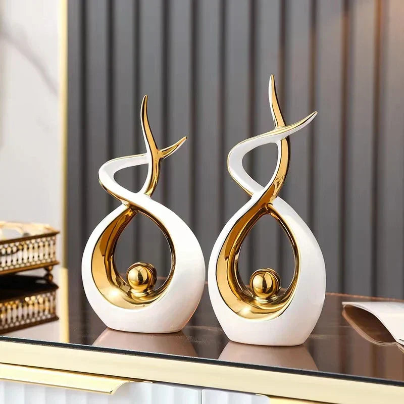 DecorBites™ Ceramic Abstract Figurine Set for Elegant Home and Office Decor