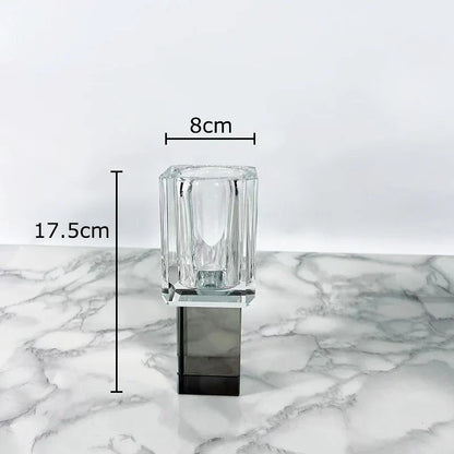 DecorBites™ Crystal Glass Vase with Artificial Flowers, Modern Home Decor