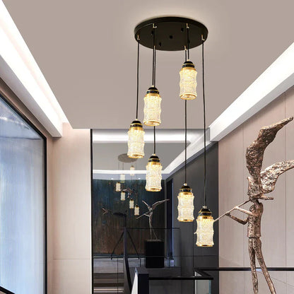 DecorBites™ Chinese Style Spiral Staircase Chandelier for Villa & Restaurant, LED Lamps