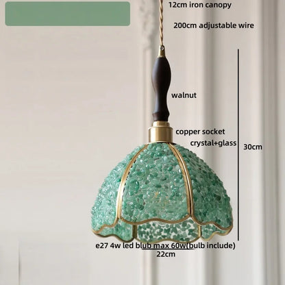 DecorBites™ Copper Walnut LED Pendant Lamp Crystal Glass Hanging Light