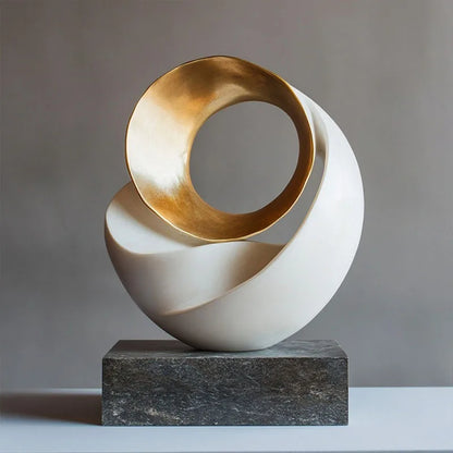 ™ Golden Ring Abstract Resin Figurines, Home Decor, Geometric Design